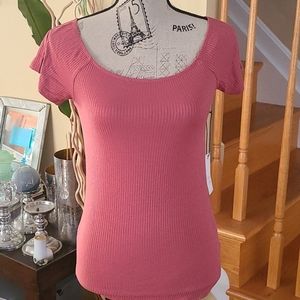 Dusty Rose Ribbed Spring/Summer Sweater